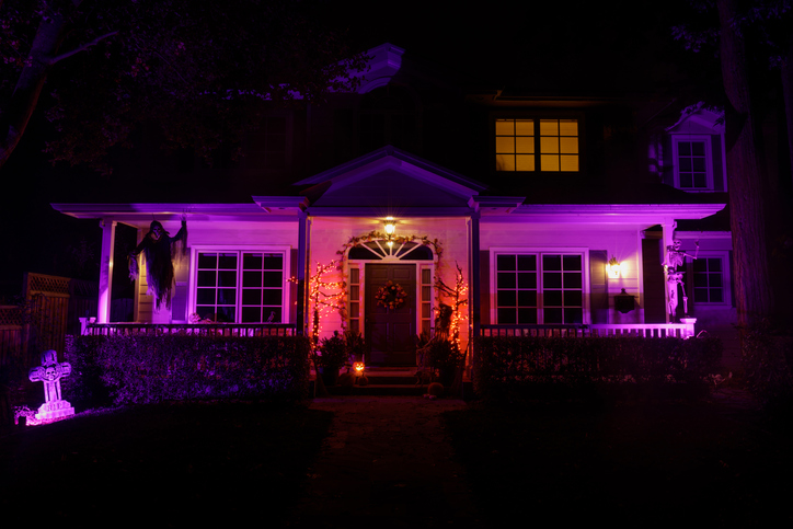 purple outside lights
